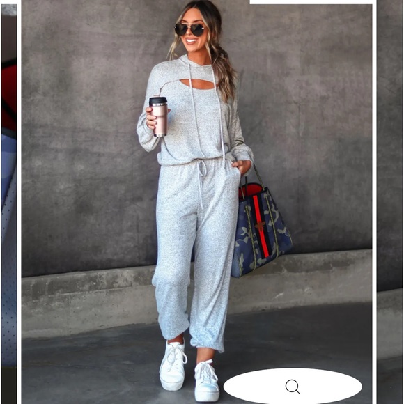 Vici Sweaters - HUDSON BRUSHED COZY JOGGER AND SWEATER SET- HEATHER GREY